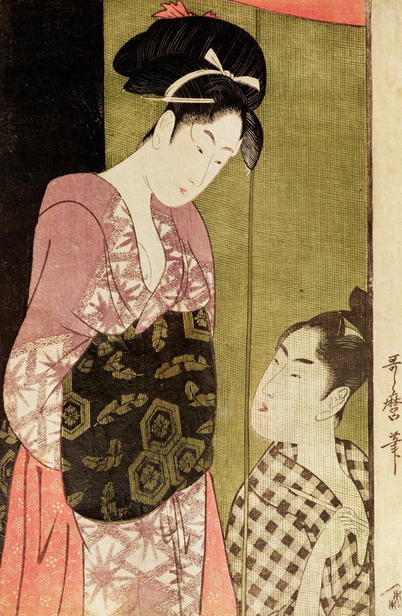 Un uomo che dipinge una donna da Kitagawa Utamaro