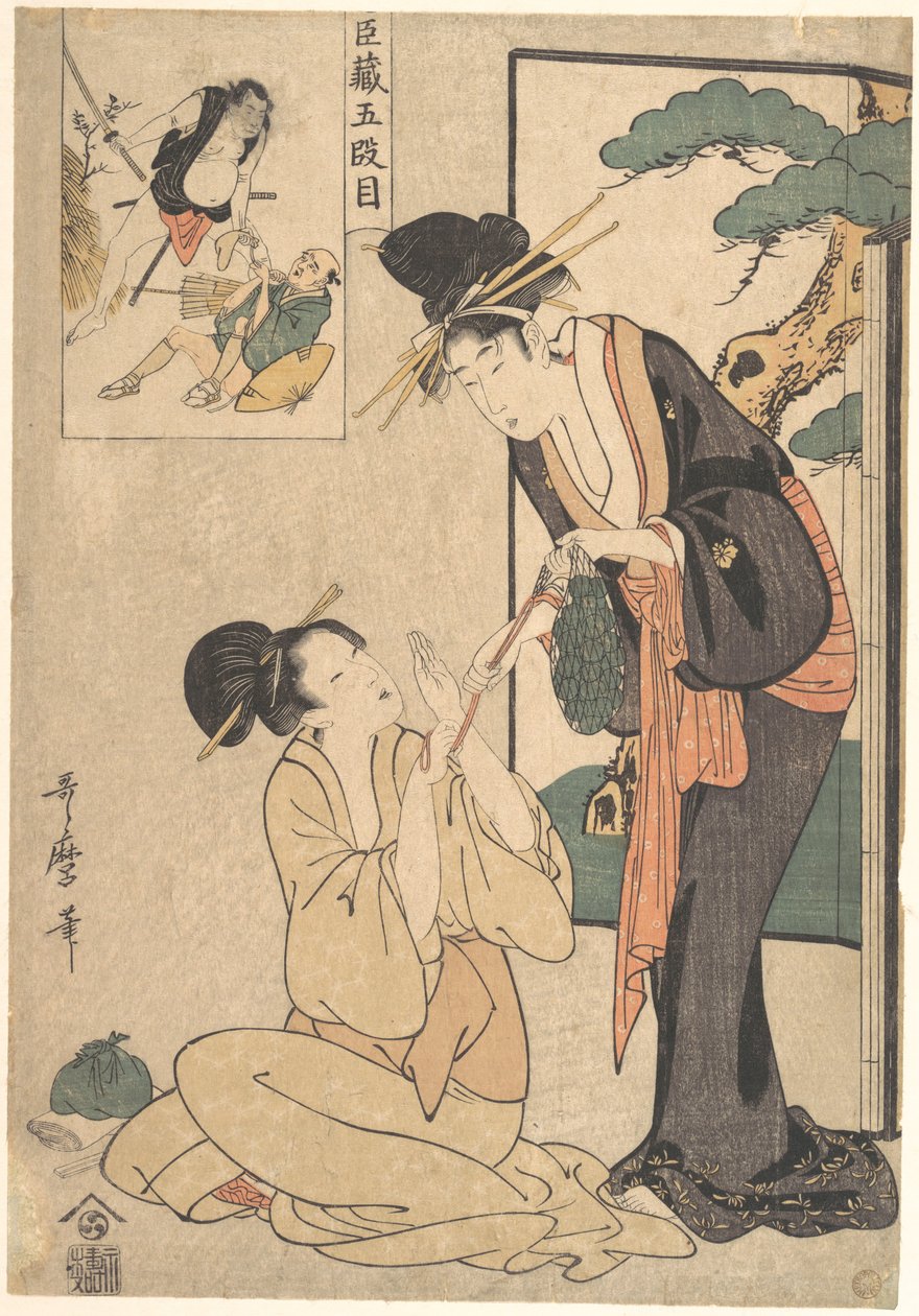 Una donna strappa un sacchetto di dolci a sua madre da Kitagawa Utamaro