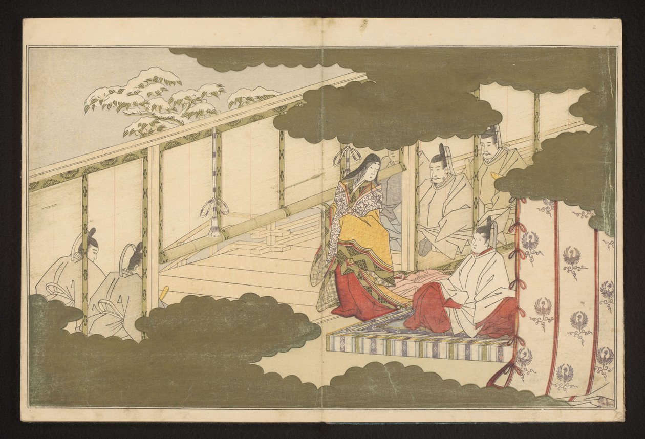 Scena di corte ambientata nella neve da Kitagawa Utamaro