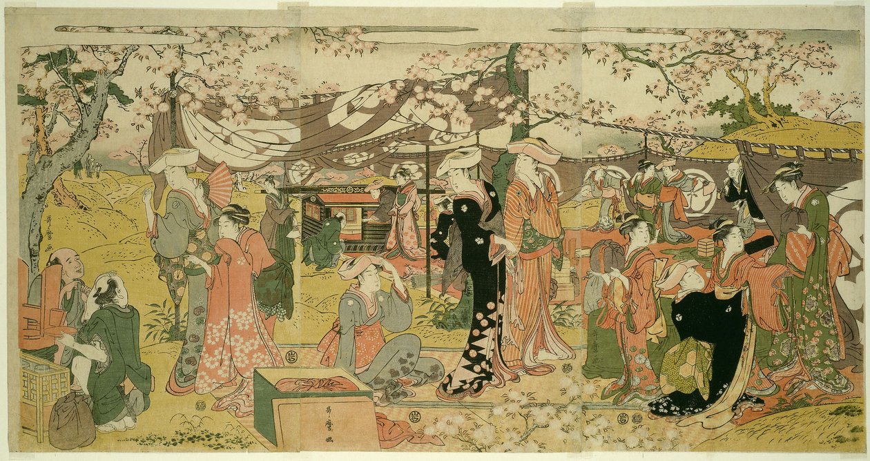 Banchetto dei fiori di ciliegio (Oka no utage) da Kitagawa Utamaro