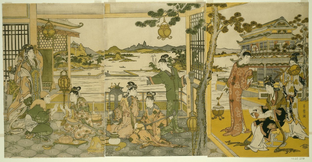 Bellezze Cinesi a un Banchetto da Kitagawa Utamaro