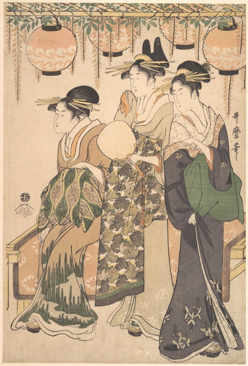 Cortigiane sotto un pergolato di glicini da Kitagawa Utamaro
