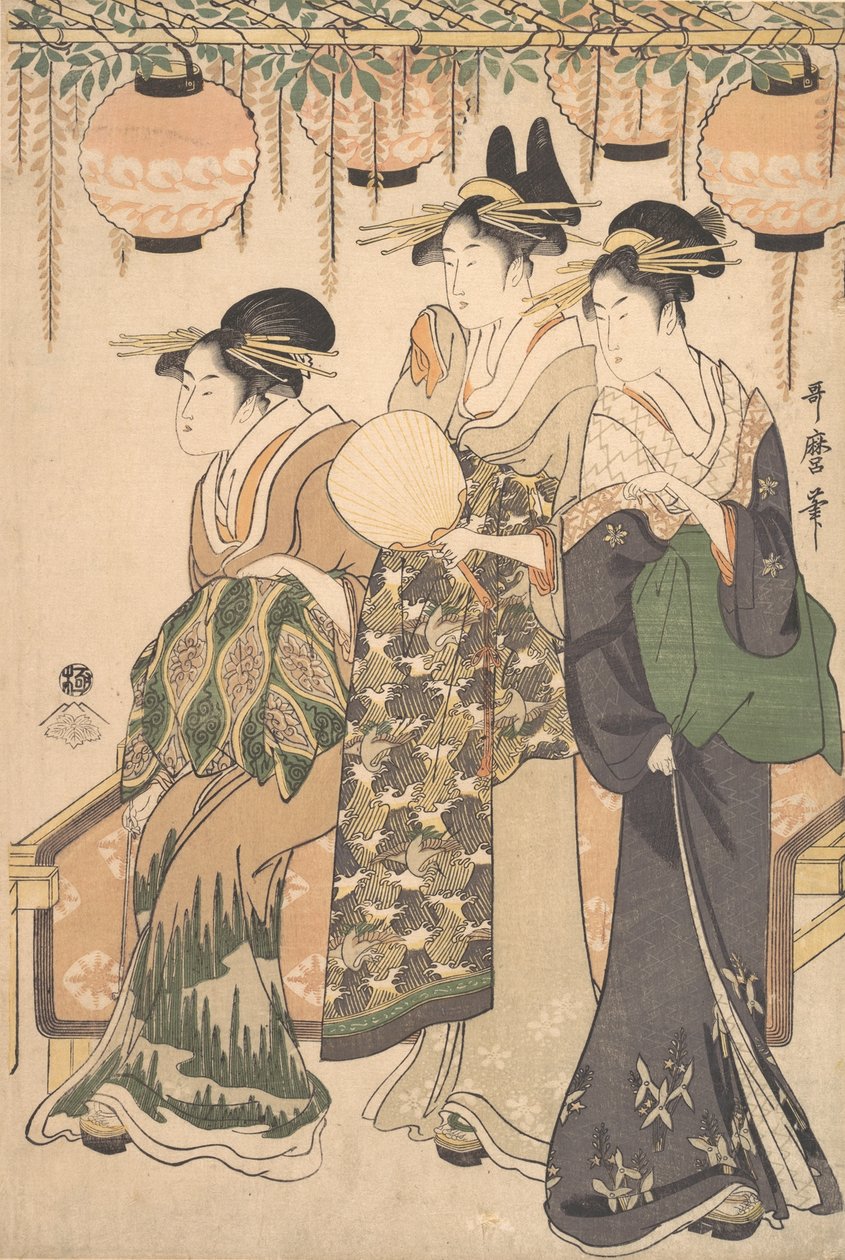 Cortigiane sotto un pergolato di glicine, ca. 1795 da Kitagawa Utamaro