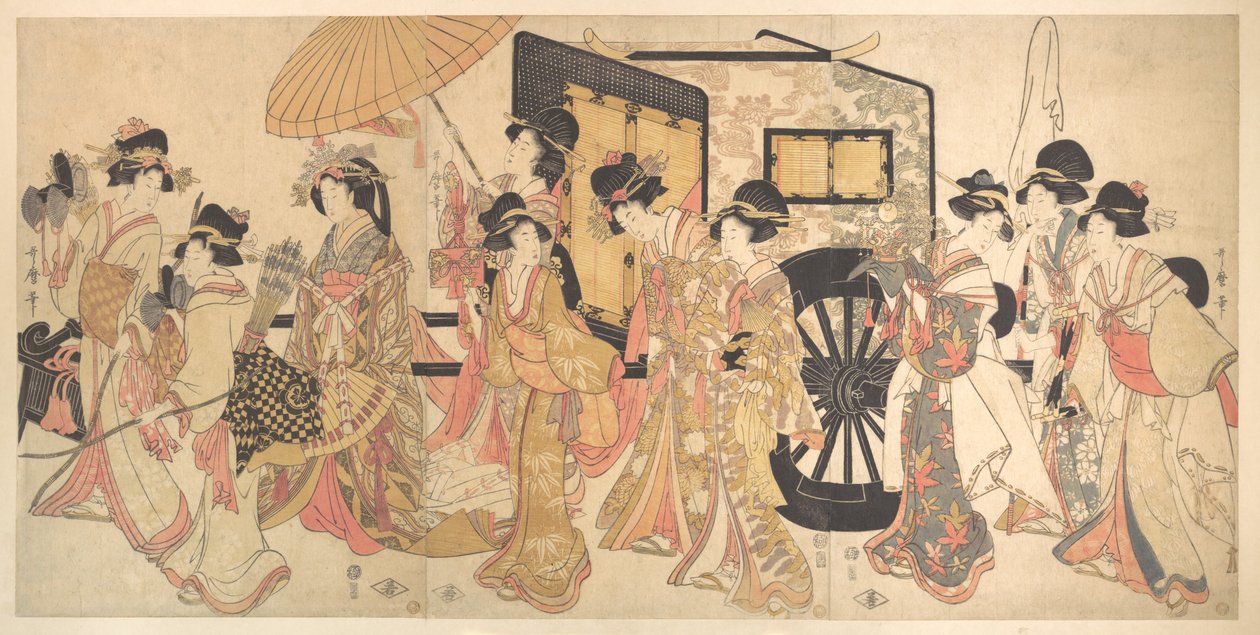 Cortigiane che imitano una processione di corte da Kitagawa Utamaro