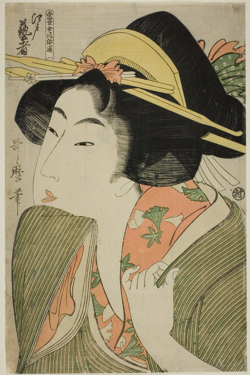 Geisha di Edo, dalla serie "Guida allo stile femminile contemporaneo (Tosei onna fuzoku tsu)". da Kitagawa Utamaro
