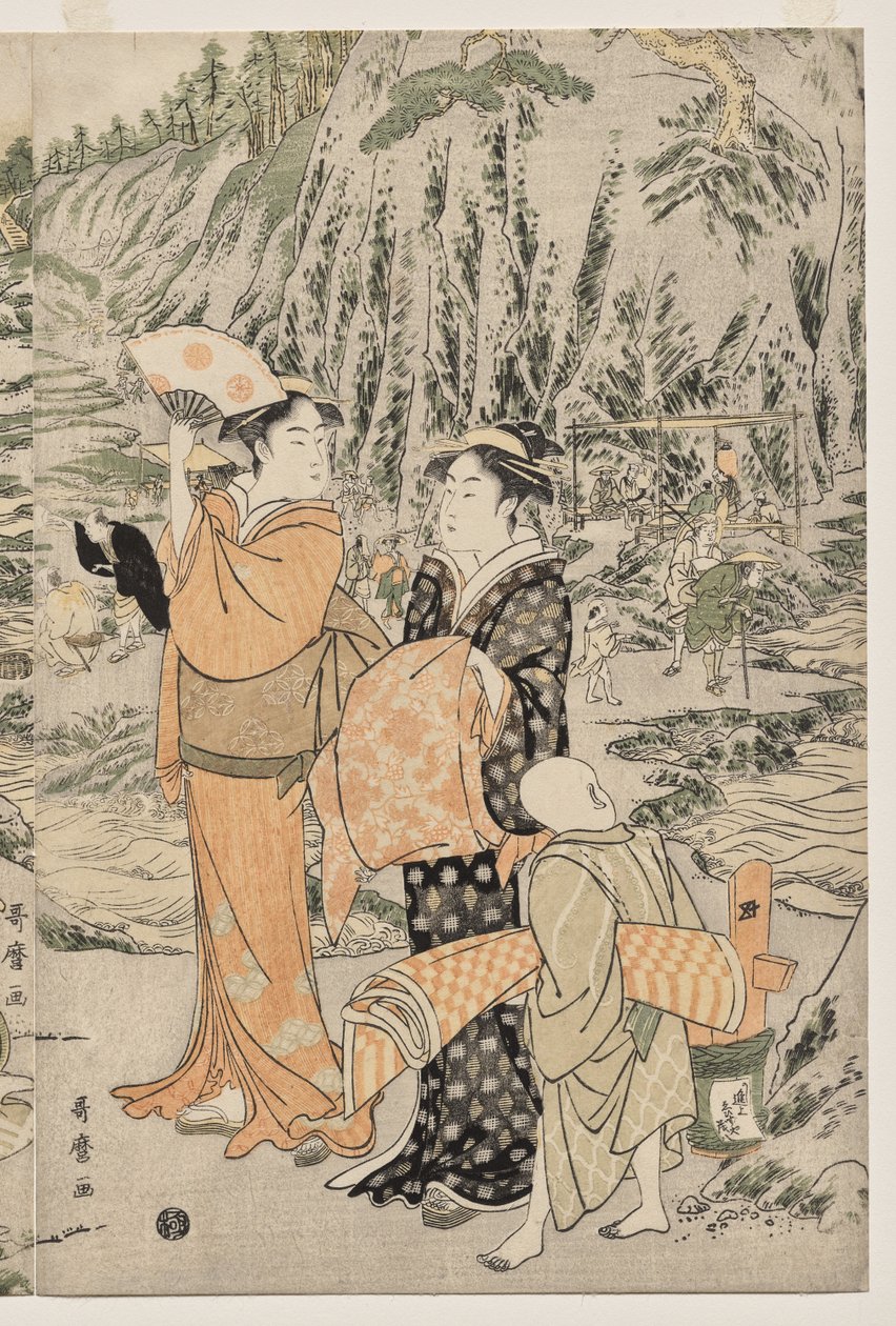 Pesca sulla Roccia del Tagliere a Enoshima da Kitagawa Utamaro