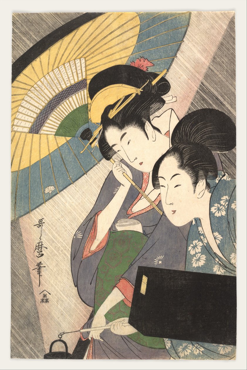 Una geisha e la sua assistente in una notte piovosa da Kitagawa Utamaro