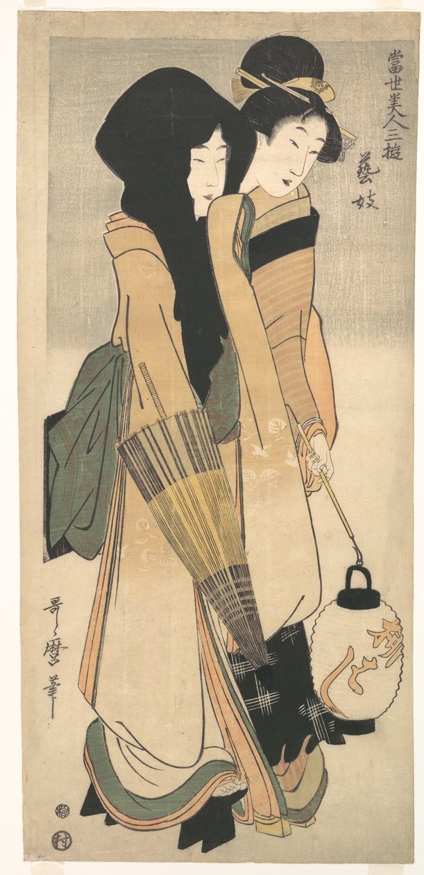 “Geisha” dalla serie “I tre divertimenti delle bellezze contemporanee” (Tōsei bijin san’yū: Geigi) da Kitagawa Utamaro