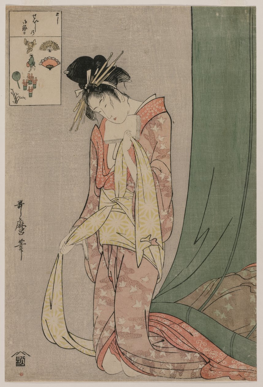 Hanaōgi di Ōgiya dalla serie Enigmi visivi da Kitagawa Utamaro