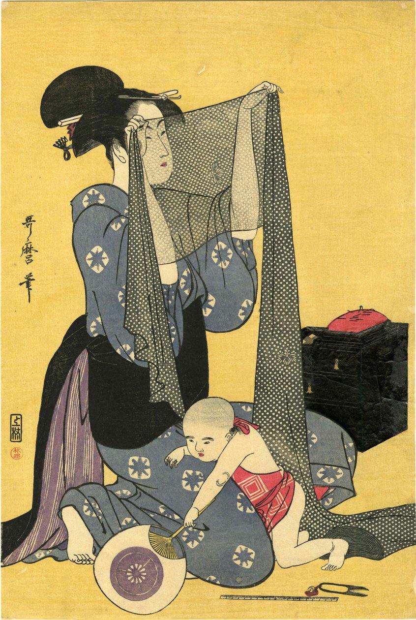 Hari-shigoto Ricamo. Trittico, parte sinistra da Kitagawa Utamaro