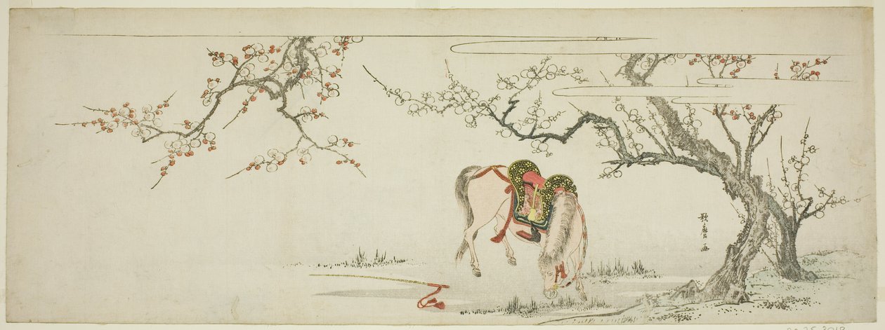 Cavallo sotto un pruno in fiore da Kitagawa Utamaro