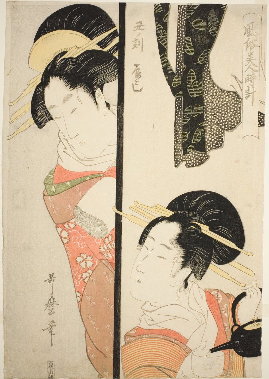 Ora del Bue (Ushi no koku) Quartiere del Piacere di Fukagawa (Tatsumi), dalla serie "Costumi delle bellezze intorno all