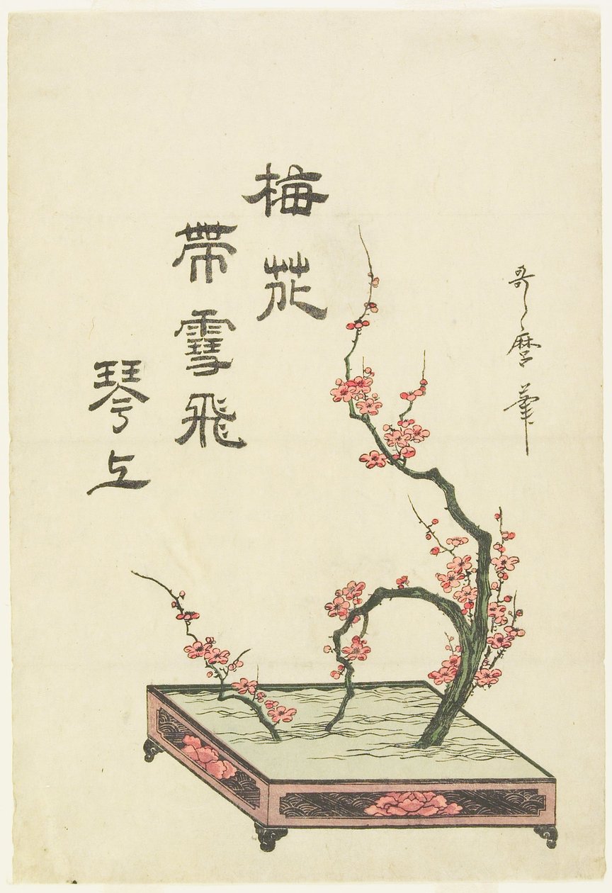 Composizione ikebana di un ramo di susino da Kitagawa Utamaro