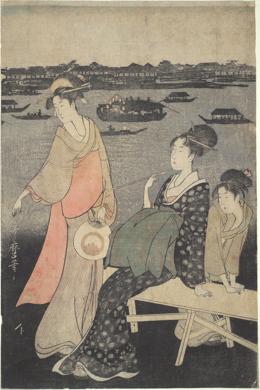 Festival notturno di Kawabiraki: vista sul fiume Sumida da Kitagawa Utamaro