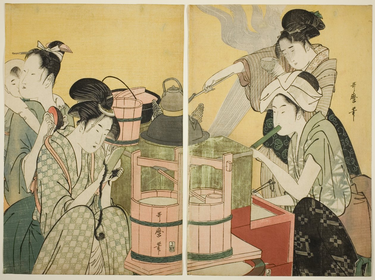 Scena di cucina da Kitagawa Utamaro