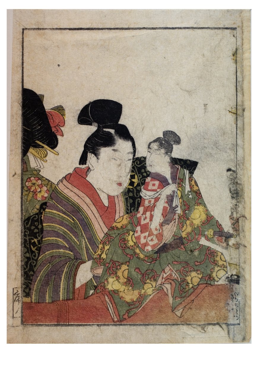 Scene di marionette con manipolatori maschili e femminili, c. 1758-1806 da Kitagawa Utamaro