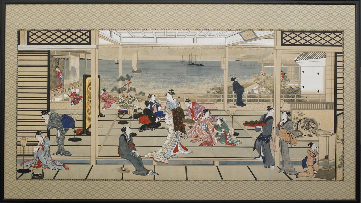Festa al chiaro di luna a Dozo Sagami da Kitagawa Utamaro