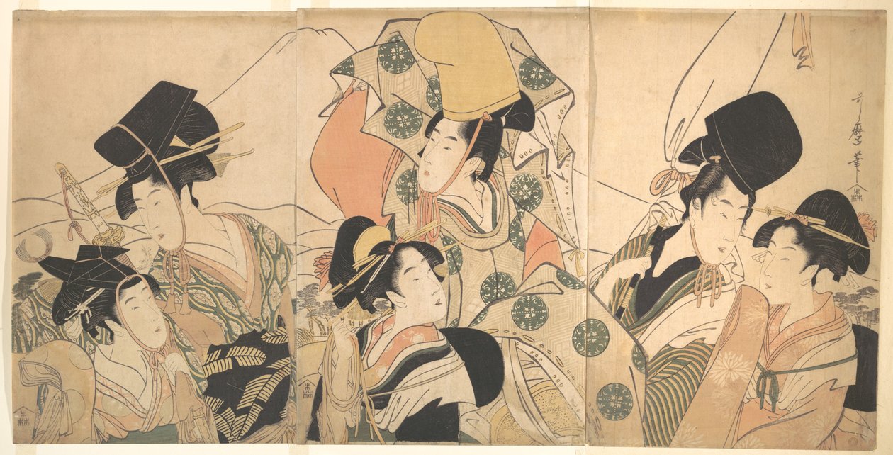 Il viaggio di Narihira verso Oriente da Kitagawa Utamaro