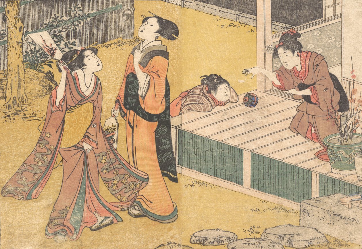 Giochi di Capodanno, dal libro stampato Fiori delle Quattro Stagioni Shiki no hana, 1801 da Kitagawa Utamaro
