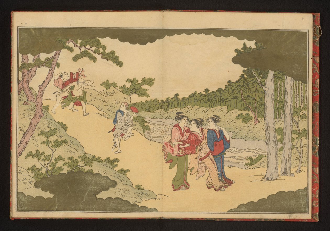 Persone che tornano da una festa di osservazione dei fiori da Kitagawa Utamaro