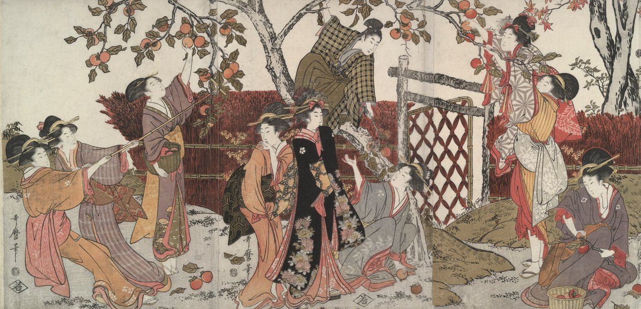 Raccoglitori di cachi da Kitagawa Utamaro