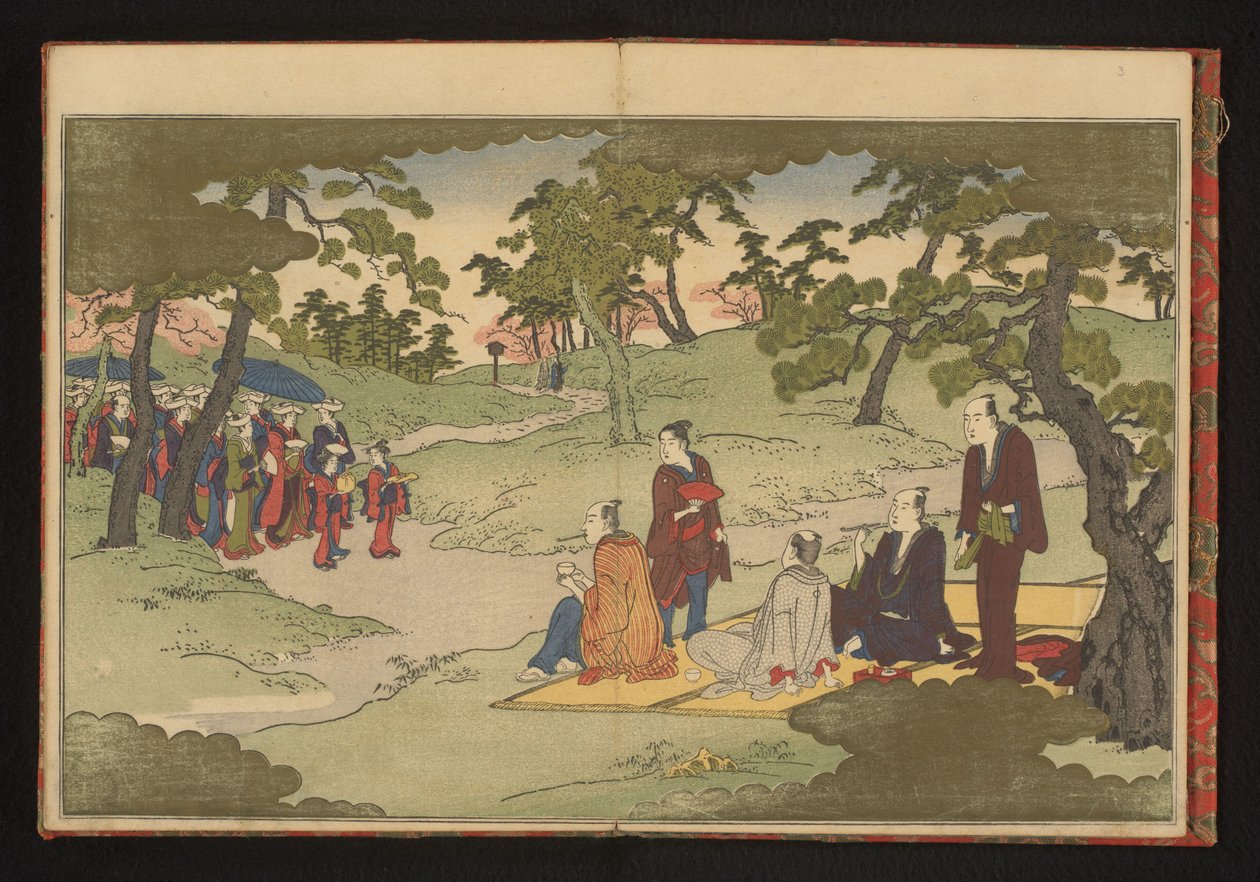 Picnic e tè nelle colline di Ueno, Edo da Kitagawa Utamaro