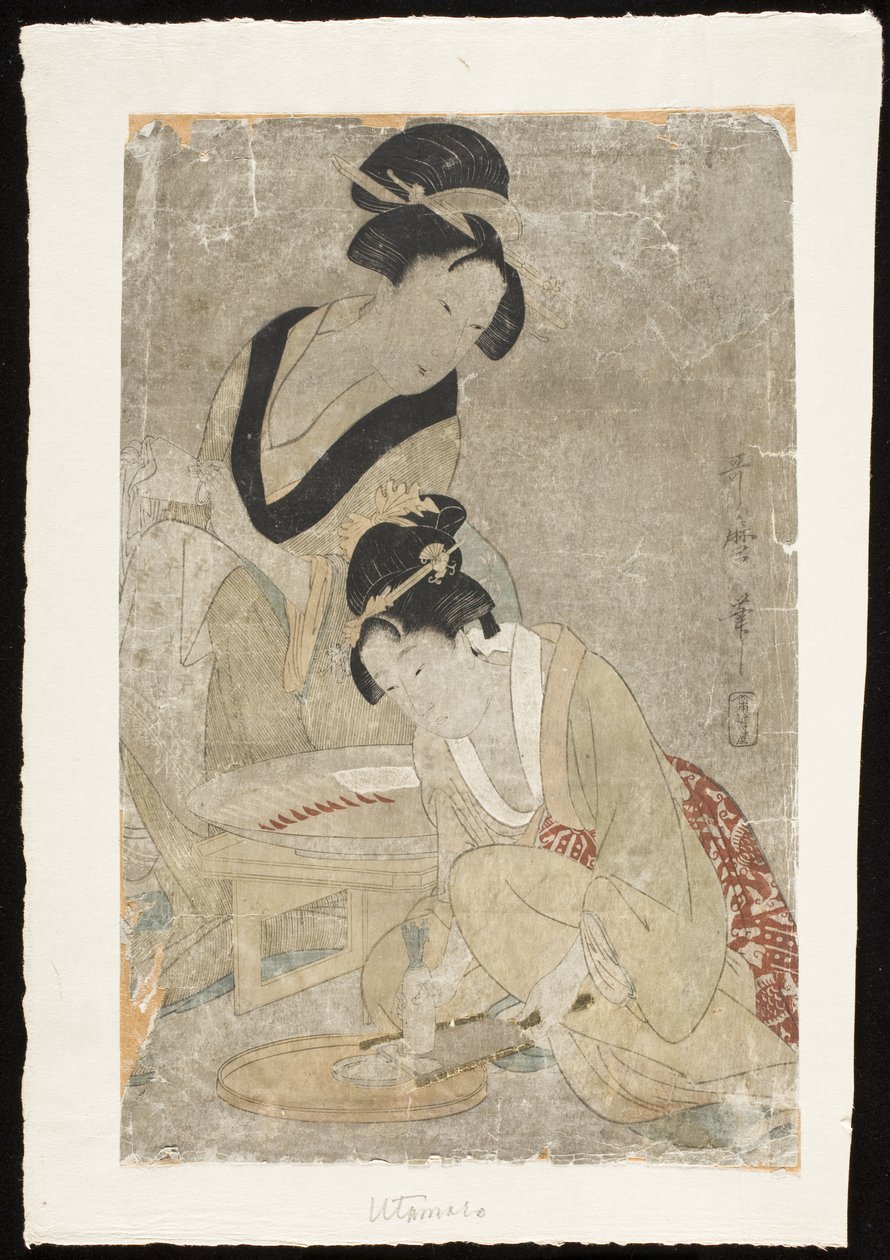 Preparazione del pesce crudo da Kitagawa Utamaro