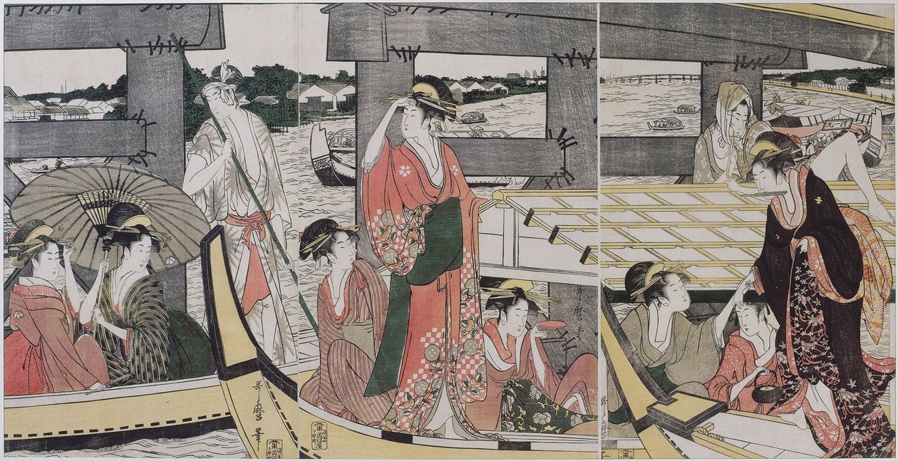Sopra e sotto il ponte di Ryogoku (Tokyo) da Kitagawa Utamaro