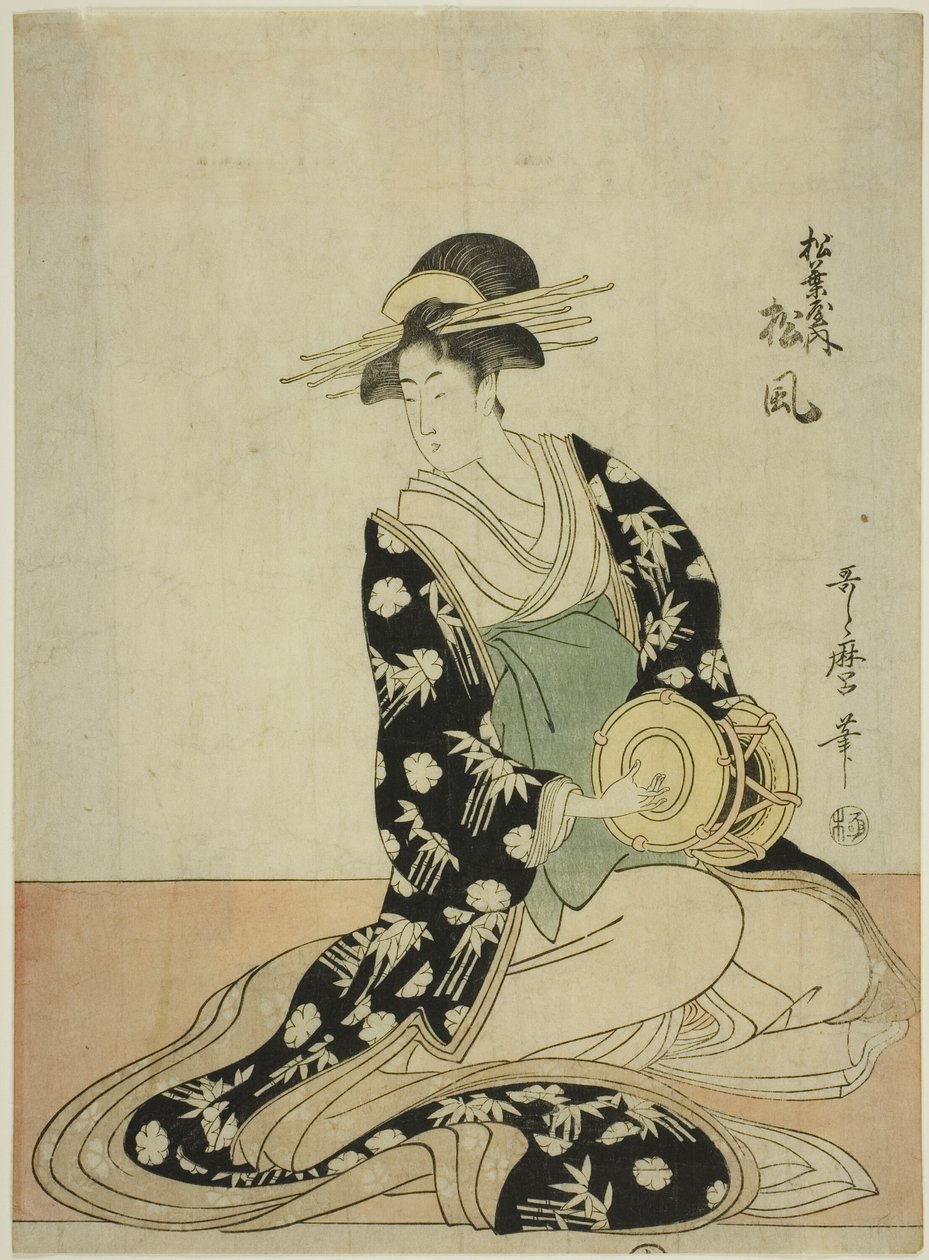La cortigiana Matsukaze del Matsubaya, da una serie senza titolo di cortigiane del Matsubaya come cinque musicisti da Kitagawa Utamaro