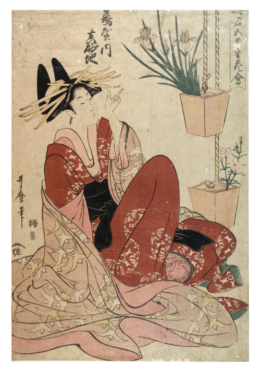 I fiori delle stagioni - Primavera, periodo Edo, 1805 circa (stampa xilografica su carta) da Kitagawa Utamaro
