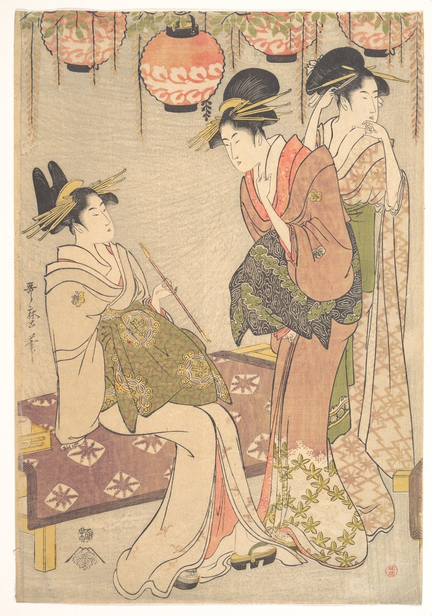 Tre cortigiane da Kitagawa Utamaro