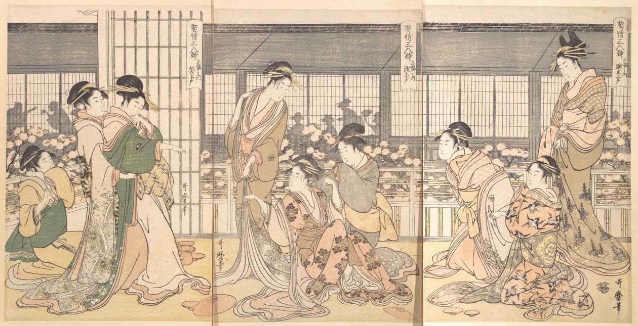 Tre cortigiane ubriache da Kitagawa Utamaro