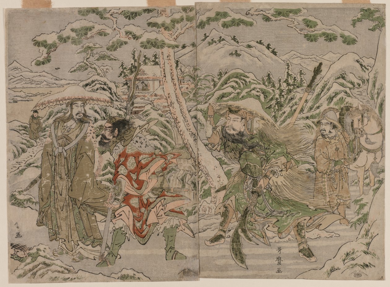 Scena invernale dal Romanzo dei Tre Regni da Kitagawa Utamaro