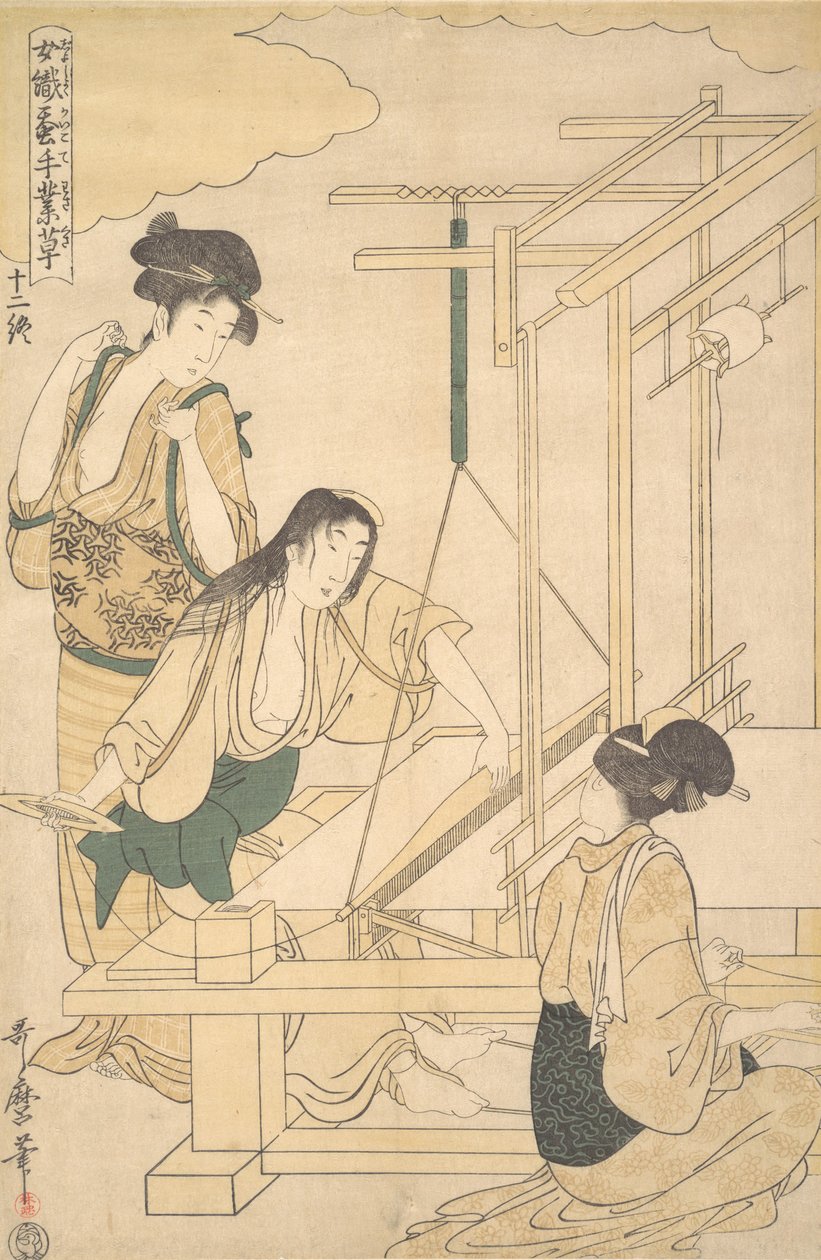 Donne che tessono seta, ca. 1800 da Kitagawa Utamaro