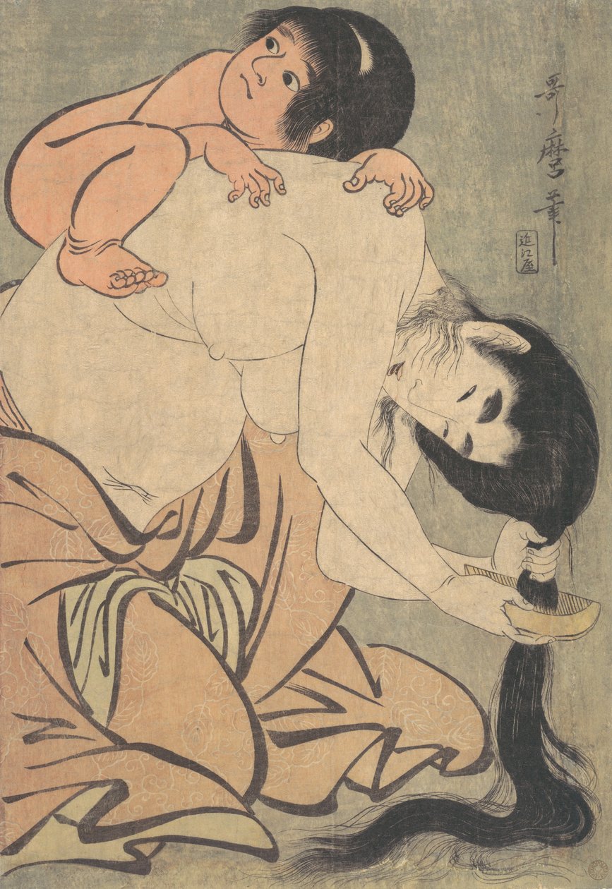 Yamauba si pettina i capelli e Kintoki da Kitagawa Utamaro