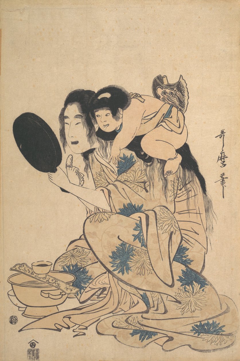 Yamauba che annerisce i denti e Kintoki, ca. 1795 da Kitagawa Utamaro