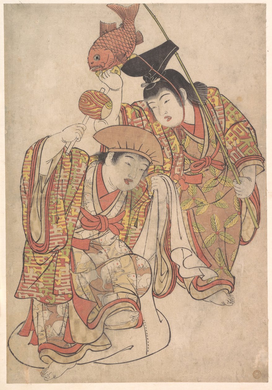 Ragazzi travestiti da Daikoku ed Ebisu da Kitao Shigemasa