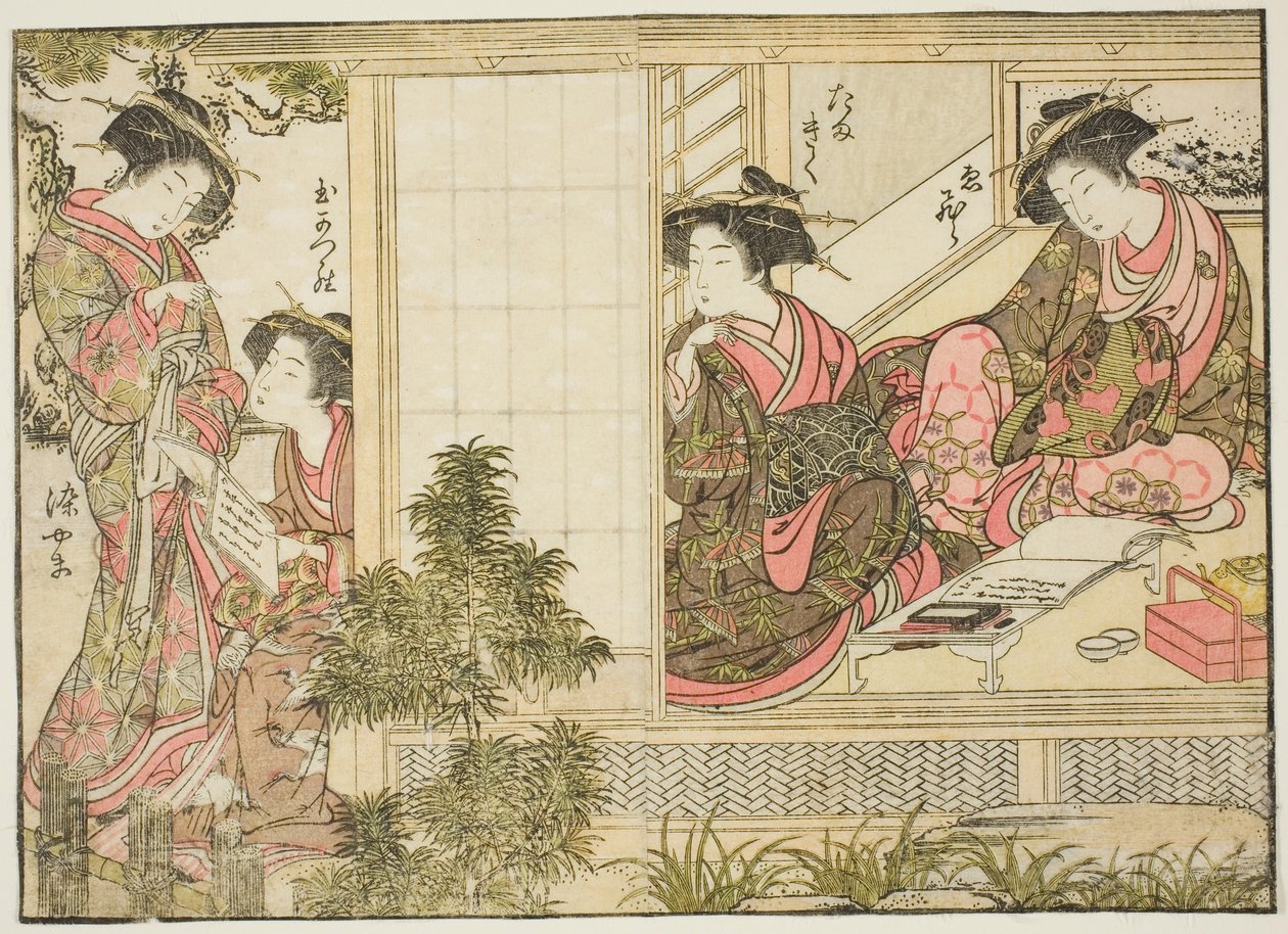 Cortigiane di Oebuji, dal libro Specchio delle belle donne dei quartieri del piacere, vol. 2 da Kitao Shigemasa