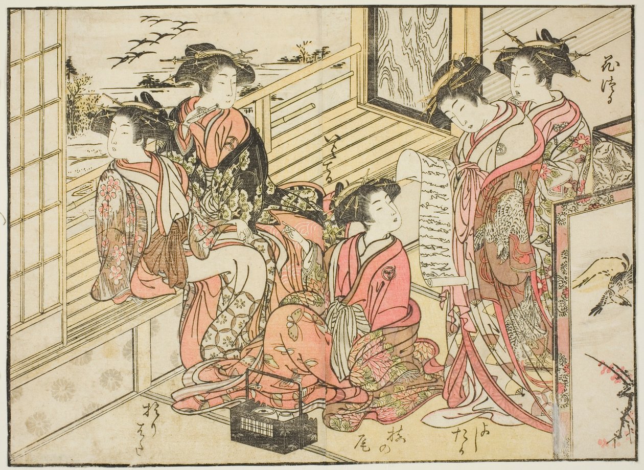 Cortigiane di Okamoto, dal libro "Specchio delle belle donne dei quartieri del piacere," vol. 2 da Kitao Shigemasa