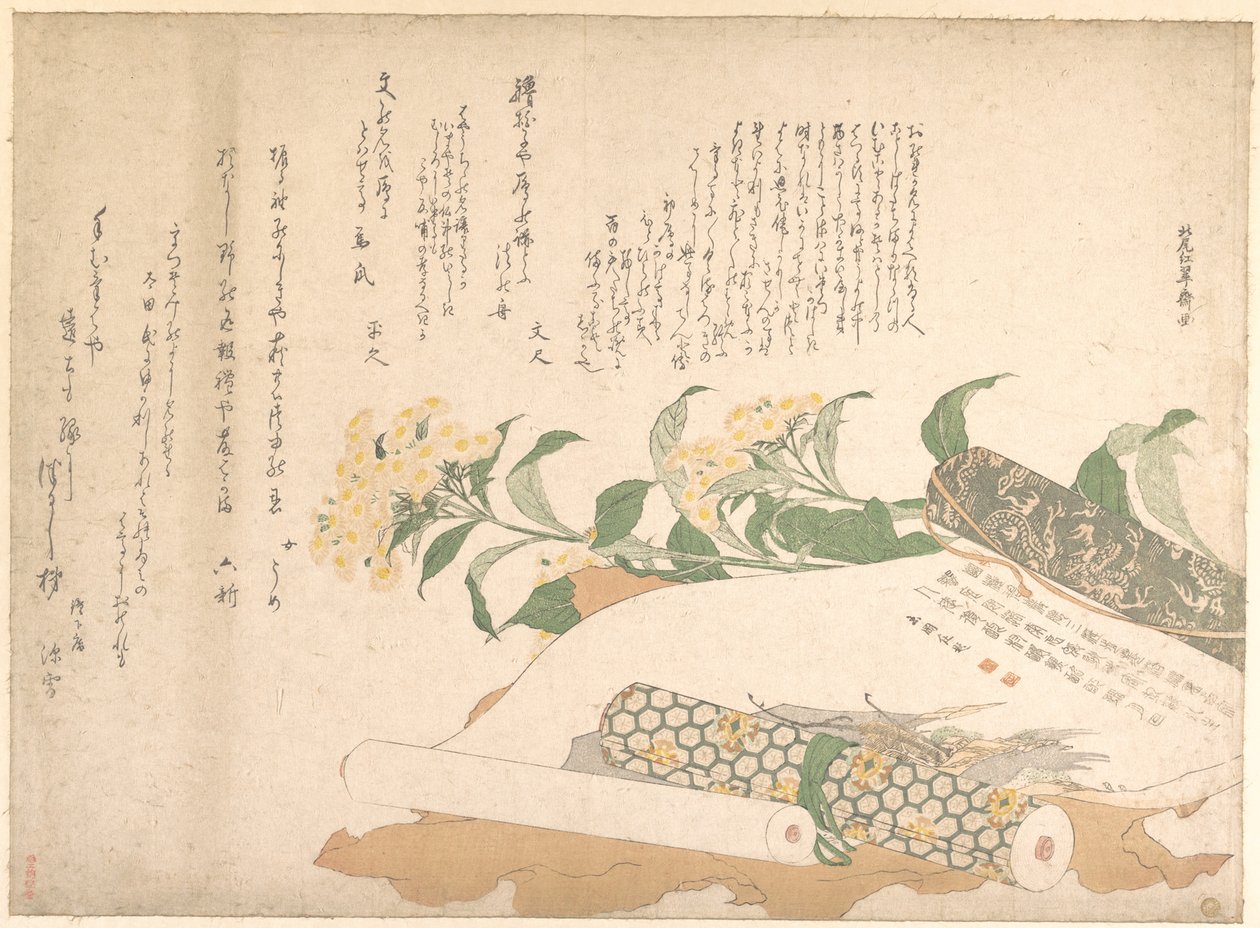 Margherite e due makimono da Kitao Shigemasa
