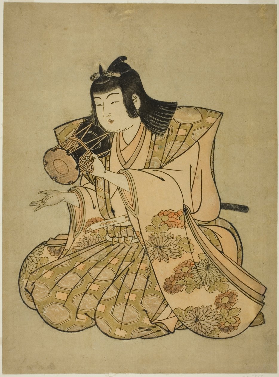 Il suonatore di tamburo a mano, da una serie senza titolo di cinque musicisti da Kitao Shigemasa