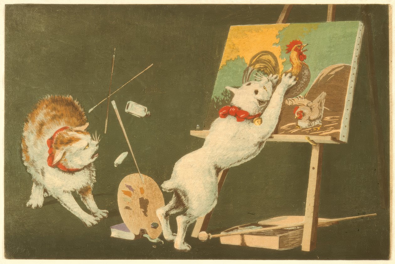 Gatti e tela da Kiyochika Kobayashi