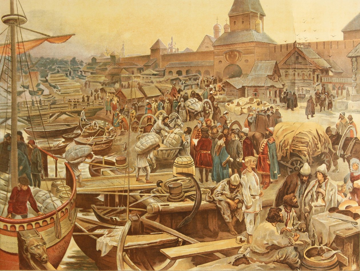 Porto di Novgorod, 1907 da Klavdiy Vasilievich Lebedev