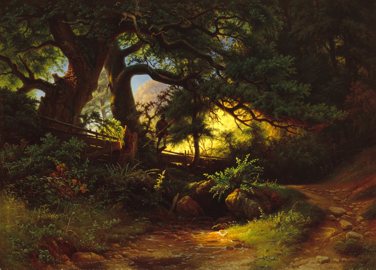Sezione forestale con boscaiolo da Knud Andreassen Baade