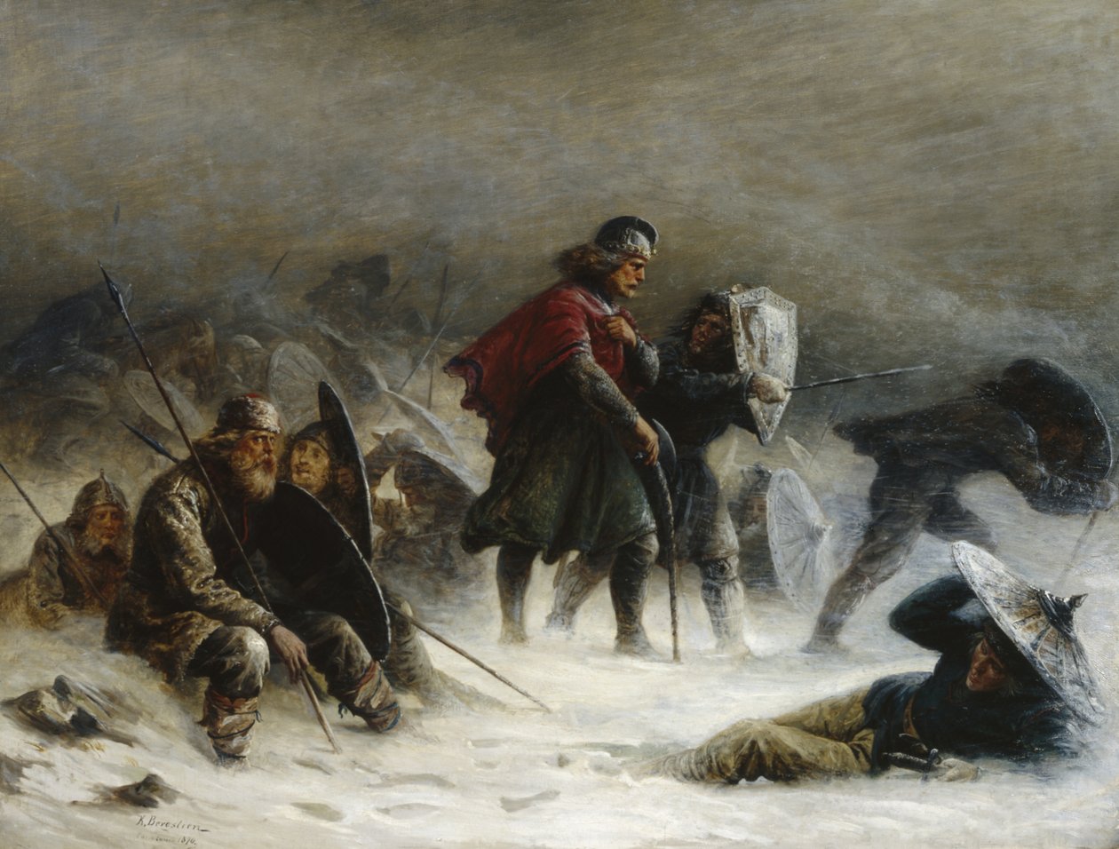 Re Sverre in una bufera nelle montagne di Voss da Knud Bergslien
