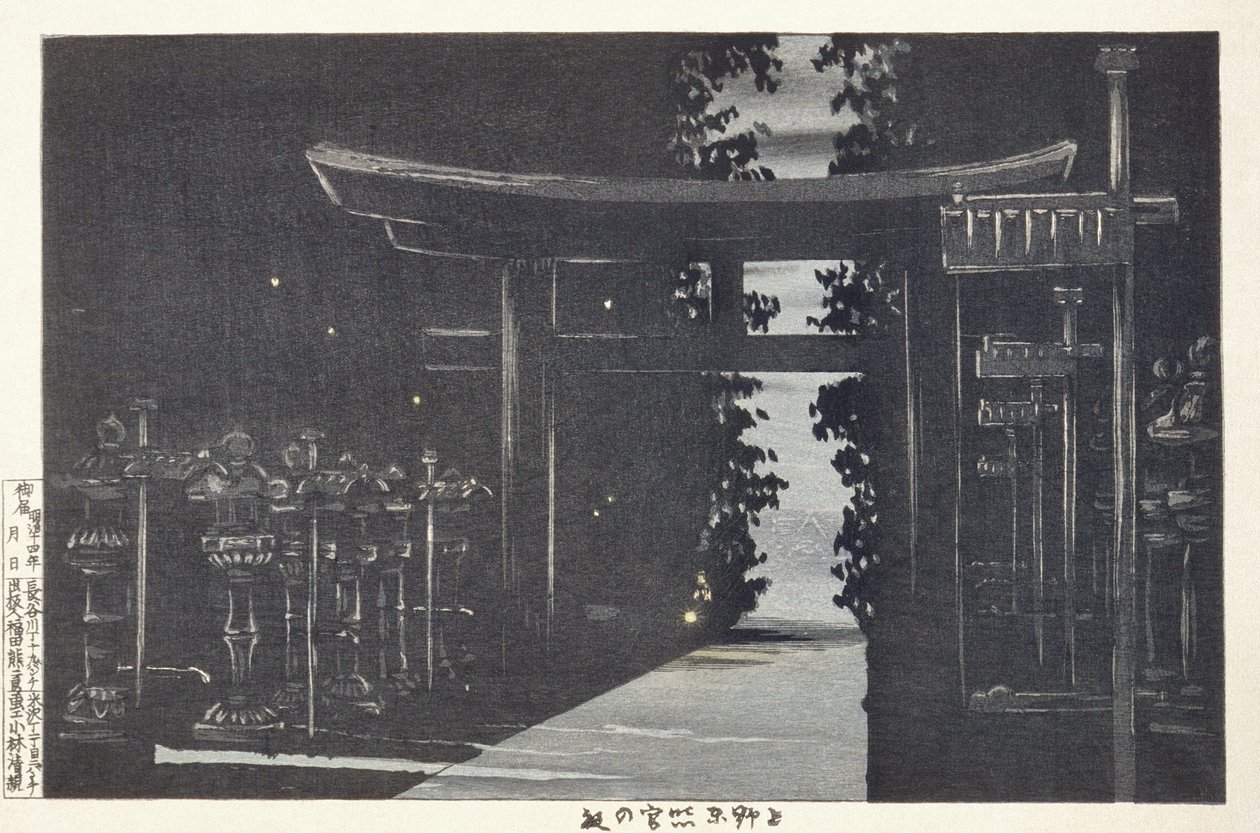 Sera al santuario Tōshōgū, Ueno, Tokyo da Kobayashi Kiyochika