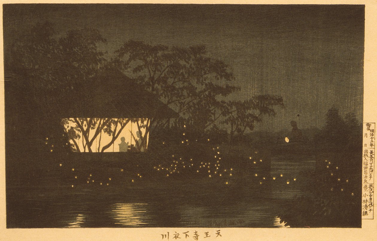 Il fiume Koromo sotto il tempio Tennōji da Kobayashi Kiyochika