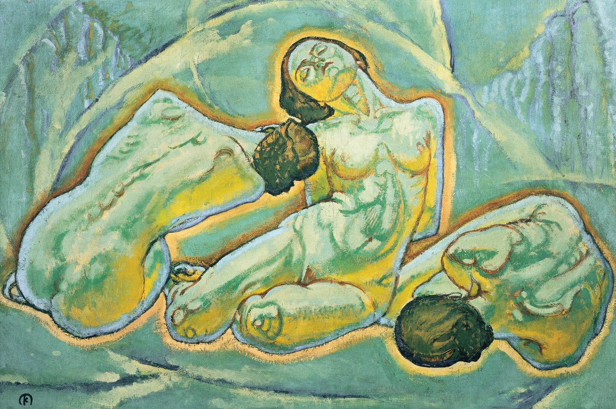 Drei kauernde Frauen - Tre donne accovacciate ... (dipinto su tela) da Koloman Moser