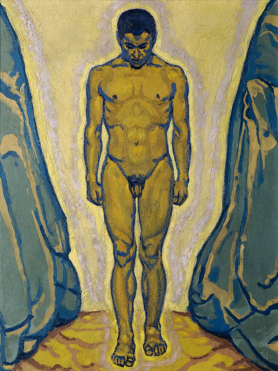 Nudo maschile in piedi tra le rocce da Koloman Moser