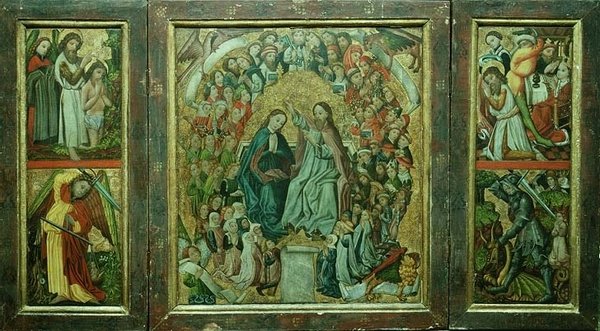 Incoronazione della Vergine; Battesimo di Cristo; Morte di San Giovanni Battista; San Giorgio che uccide il drago (trittico) da Konrad von Friesach
